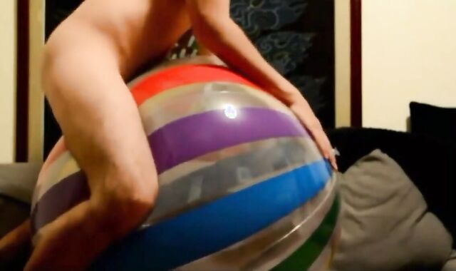 Twink Humping His Big Inflatable Ball