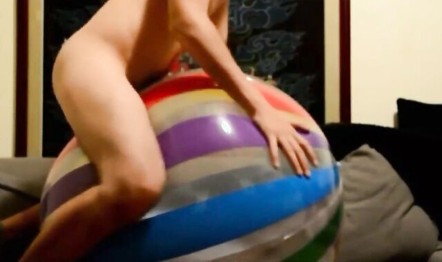 Twink Humping His Big Inflatable Ball