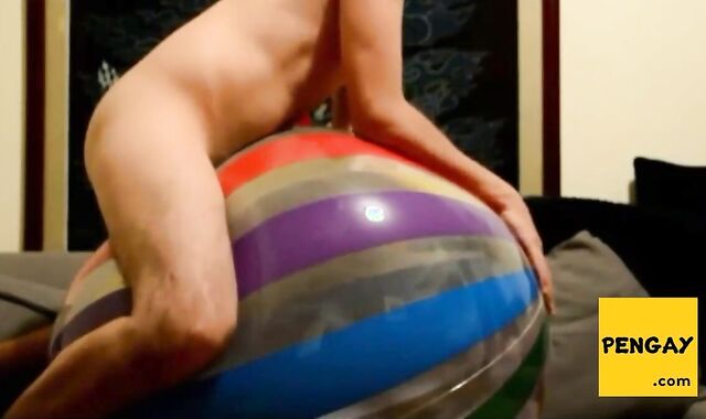 Twink Humping His Big Inflatable Ball
