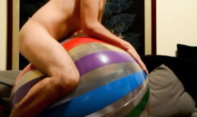 Twink Humping His Big Inflatable Ball