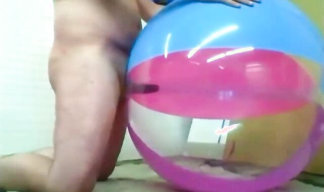 Daddy Plays with Inflatable Beach Ball Sex Toy