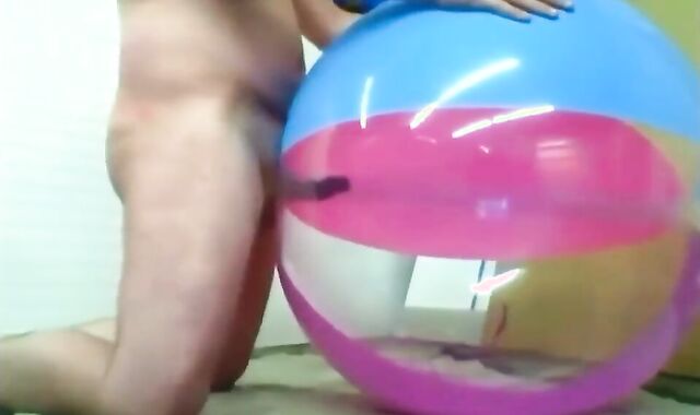 Daddy Plays with Inflatable Beach Ball Sex Toy