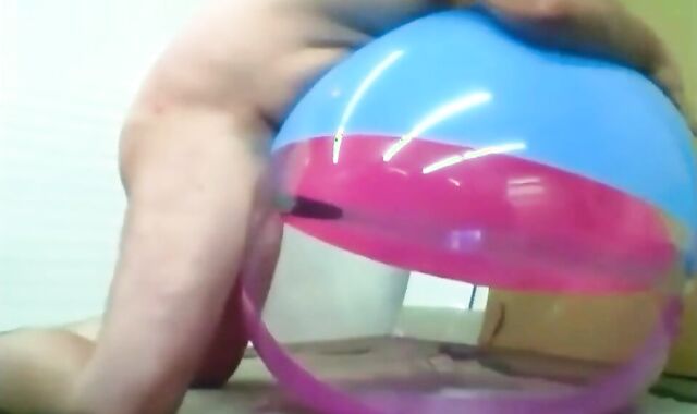 Daddy Plays with Inflatable Beach Ball Sex Toy