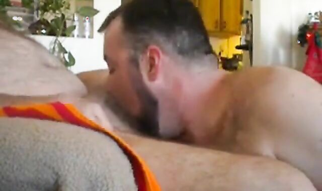Fat Amateur Bear Sucks Daddy's Cock