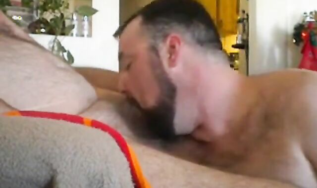 Fat Amateur Bear Sucks Daddy's Cock