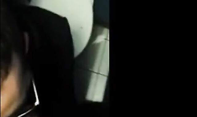 Bearded Guy Sucks Interracial Cock in a Public Restroom