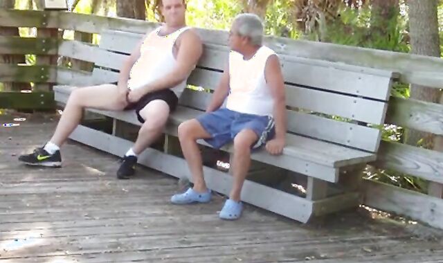 Daddies Have Outdoor Fun in Public Park