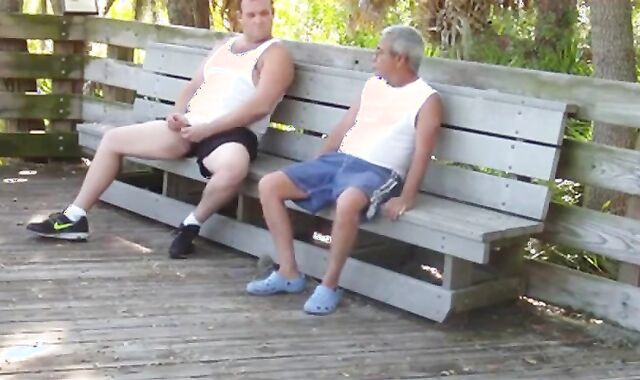 Daddies Have Outdoor Fun in Public Park
