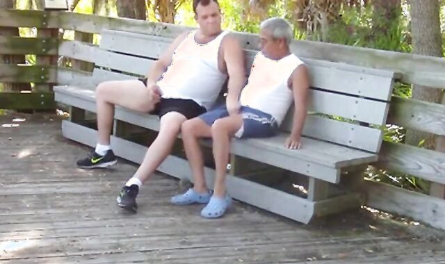 Daddies Have Outdoor Fun in Public Park