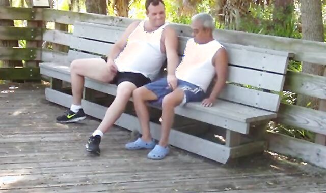 Daddies Have Outdoor Fun in Public Park