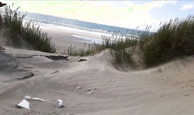 Exhibitionist Strokes Hard on the Beach 2