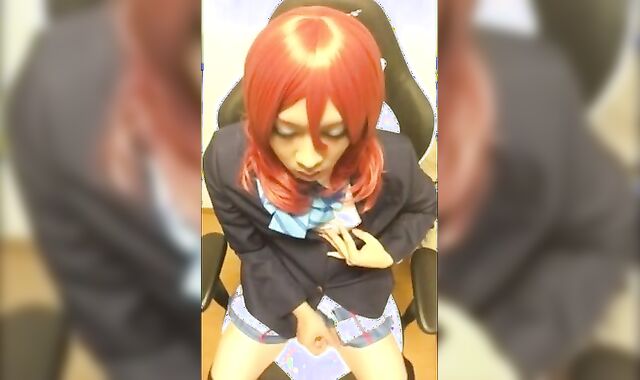 Asian Crossdresser Strokes Solo