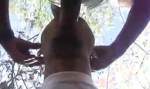 Black Guy Sucks Old Man's Cock Outdoors