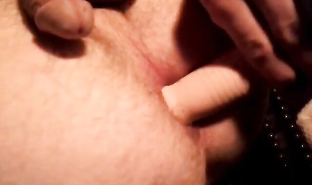 Crossdresser gapes his ass and cums hard