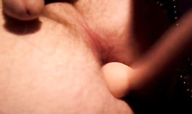 Crossdresser gapes his ass and cums hard