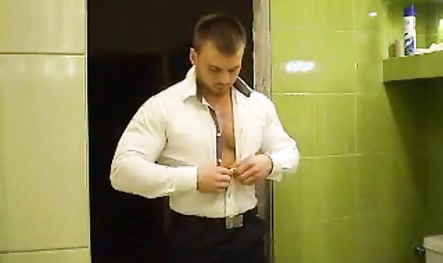 Muscular Russian Hunk Strips and Plays