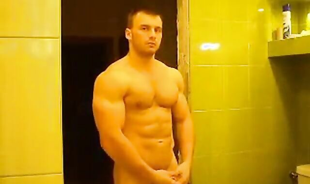 Muscular Russian Hunk Strips and Plays