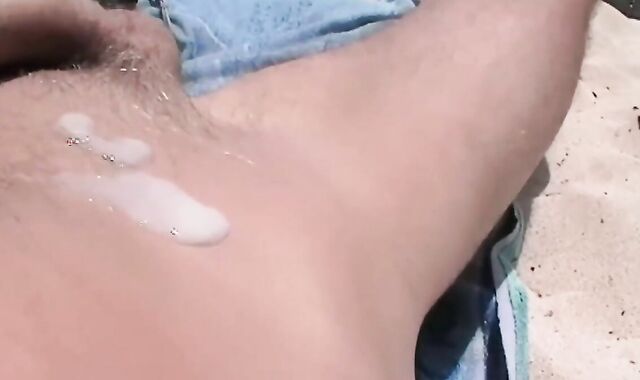 Beach Handjob Leads to Masturbation and a Nice Load