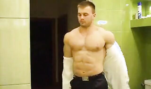 Muscular Russian Hunk Strips and Plays 2