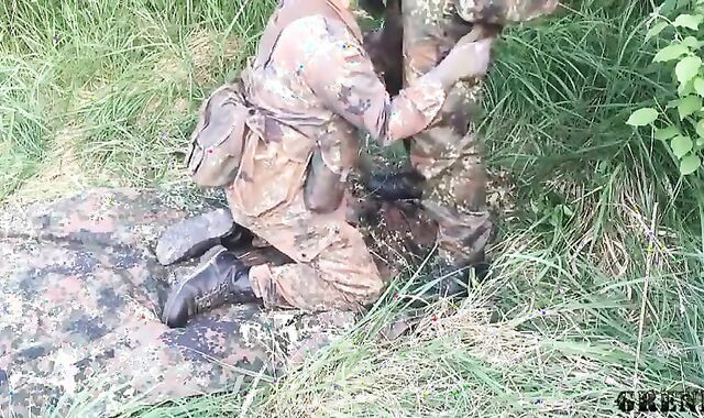 German Military Men Go Wild Outdoors