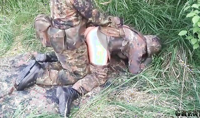 German Military Men Go Wild Outdoors