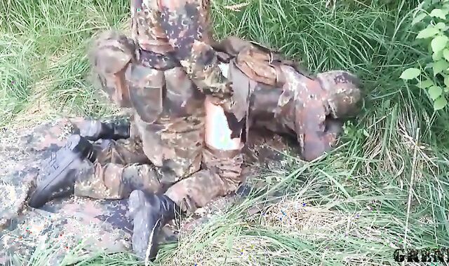 German Military Men Go Wild Outdoors
