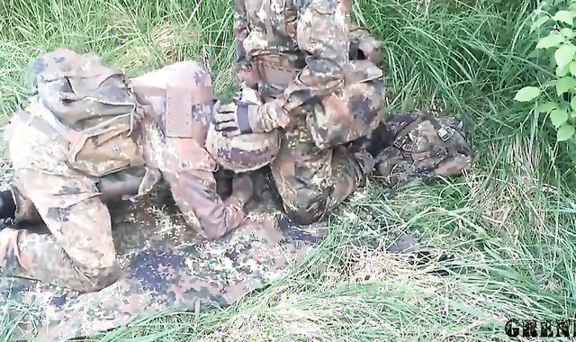 German Military Men Go Wild Outdoors
