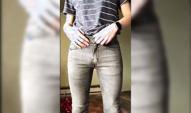 Skinny Amateur Strips and Strokes His Big Cock