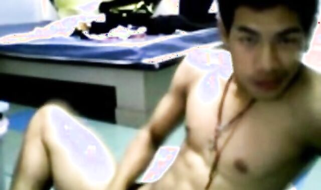 Thai Guy Strokes and Shoots on Webcam