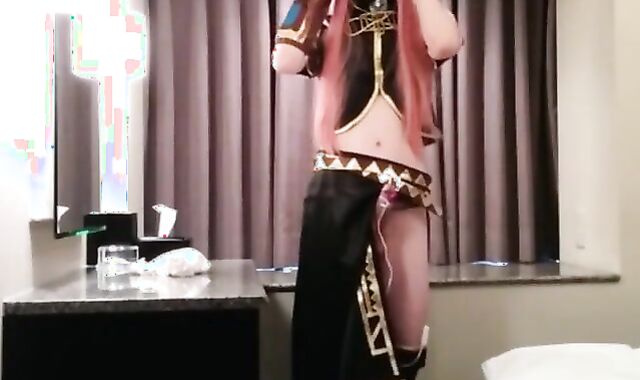 Asian Crossdresser Cums Cosplaying