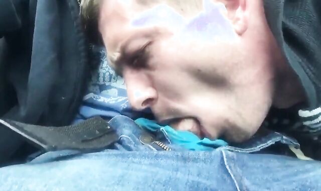 Outdoor Blowjob and Swallow with a Handsome Stranger