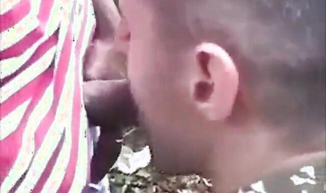 Bareback Interracial Outdoor Fuck with African Tops and White Bottom