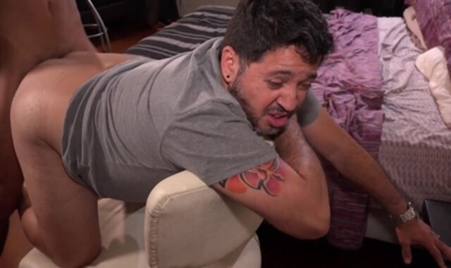 No condom Me Dad - Mature Tommy kneading large stiffy