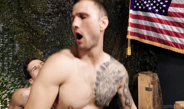Activeduty - Tatted David dark-haired bum pounding porno