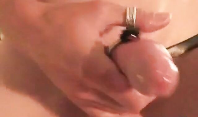 Twink's Cock Harness Fun with a Shot Glass Twist