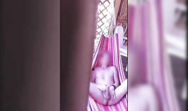 Outdoor Handjob in a Hangmat with a Big-Cocked Twink