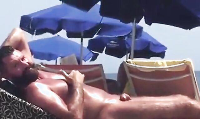 Big-Cock Daddy Bear at the Beach