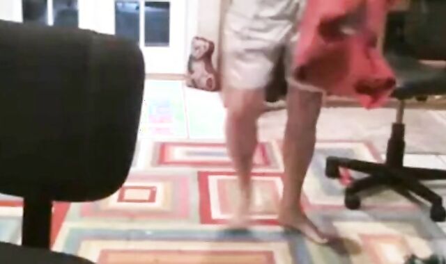 Fat Daddy Strips and Strokes on Webcam