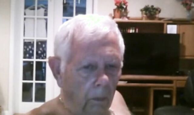 Fat Daddy Strips and Strokes on Webcam