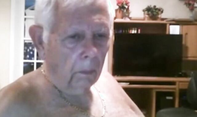 Fat Daddy Strips and Strokes on Webcam