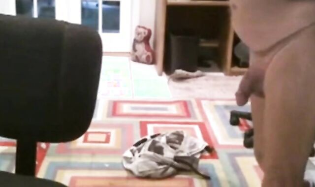 Fat Daddy Strips and Strokes on Webcam