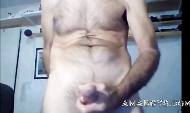 Hairy Grandpa Plays with Sex Toy