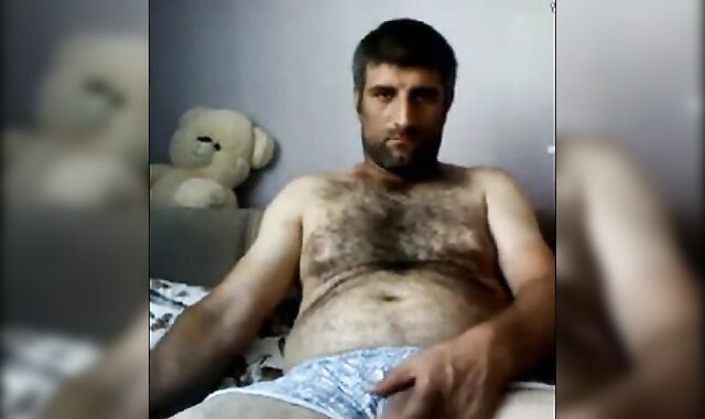 Big-Cock Turkish Bear Masturbates on Webcam 2
