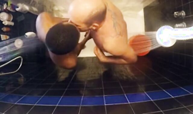 Daddy's Interracial Bareback Shower Fuck