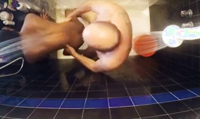 Daddy's Interracial Bareback Shower Fuck