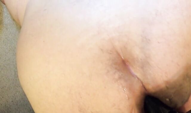 Big Black Dildo Fucks Hairy Chub Gay