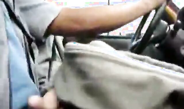 Military Man Strokes in the Cab