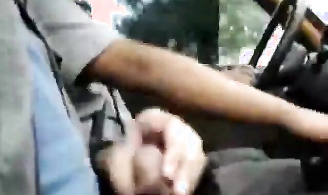 Military Man Strokes in the Cab