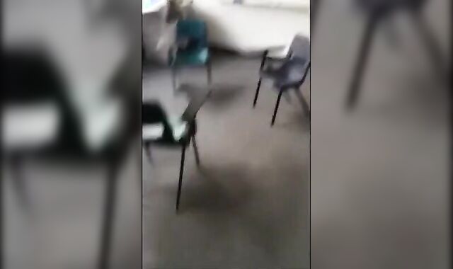 Twink cums in classroom after wanking in school bathroom