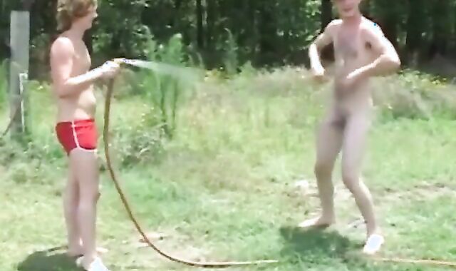 Twinks Wrestle and Suck Outdoors on Webcam